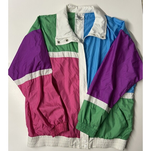 Vintage 80's 90's Lavon by Cheerful Corp Windbreaker Parachute Track Jacket - Picture 1 of 7